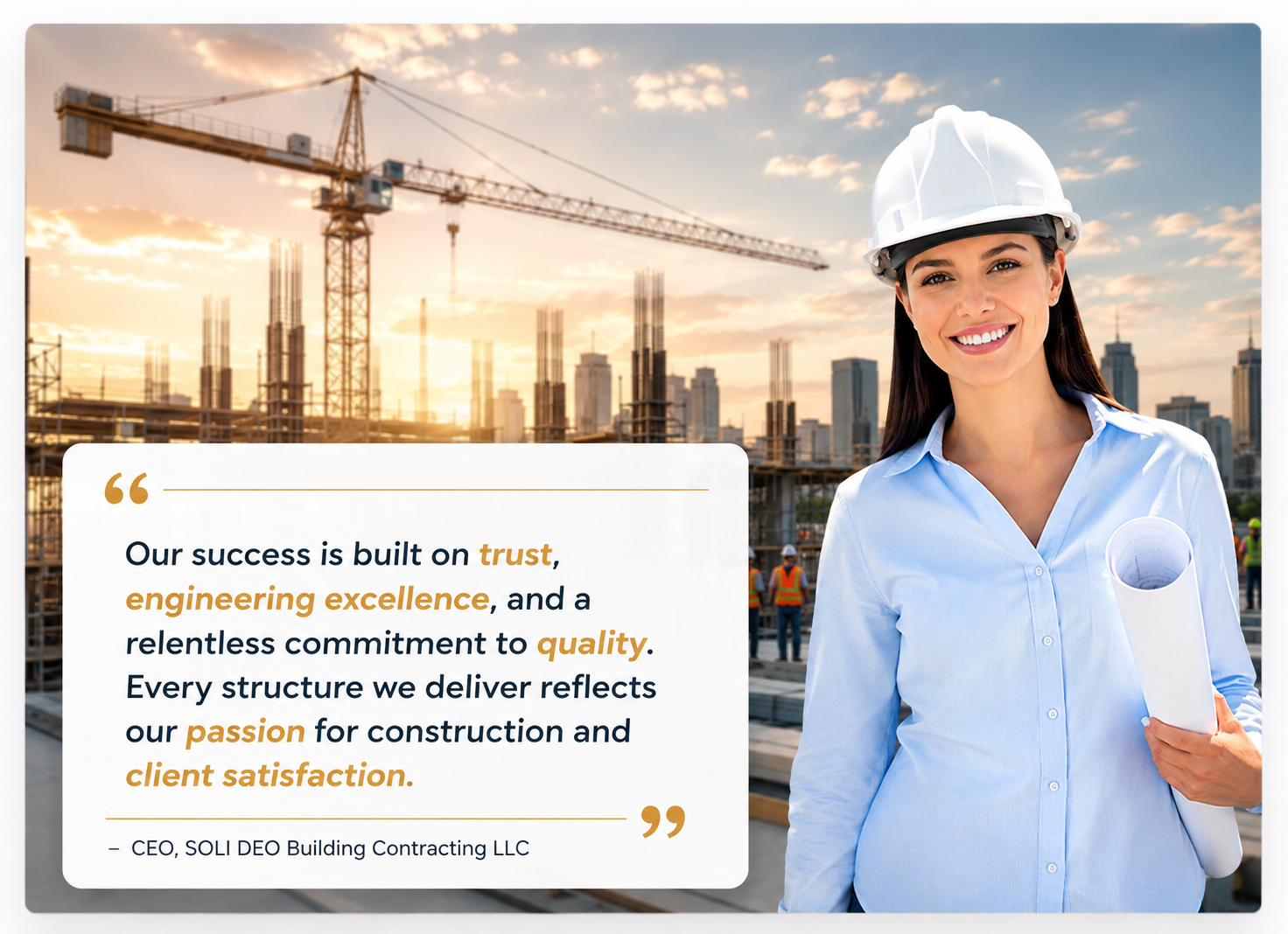 CEO message from SOLI DEO Building Contracting LLC